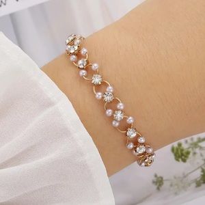 Gold Filled Pearl Cubic Zirconia Bracelet